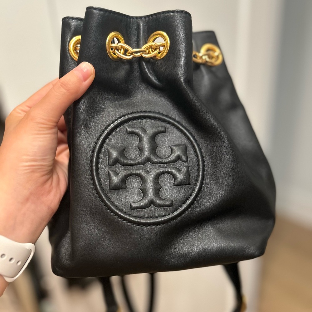 Tory Burch Black Leather Bucket Bag - Picture 3 of 5